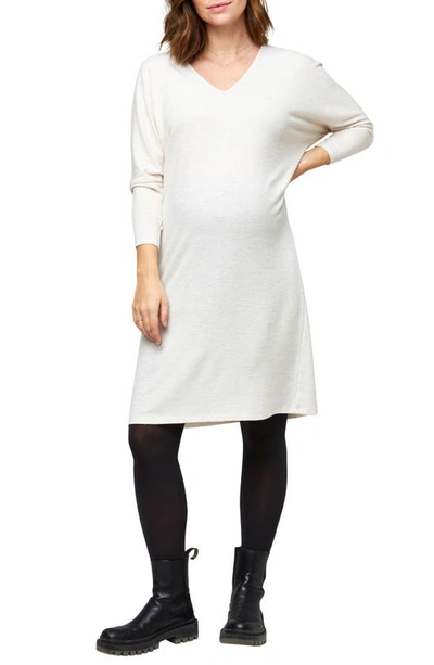 Shop Nom Maternity Quinn Maternity Dress In Oatmeal Hacci