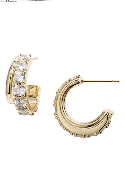 Kendra Scott Livy Pave Double Row Huggie Hoop Earrings In 14k Gold Plate In Gold Metal