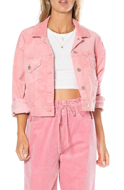Shop Juicy Couture Signature Corduroy Denim Jacket In Sea Pink