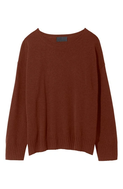 Shop Nili Lotan Cashmere Boyfriend Sweater In Rust