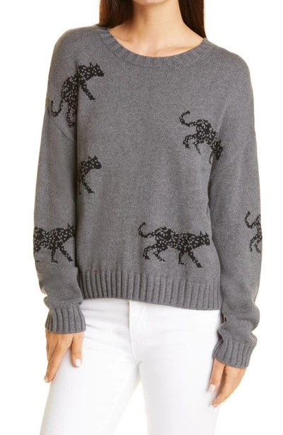Shop Rails Perci Intarsia Cat Cotton & Cashmere Sweater In Ash Jungle Cat