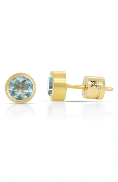 Shop Dean Davidson Signature Small Knockout Stud Earrings In Blue Topaz/ Gold