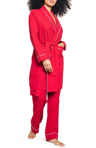 Petite Plume Cotton Flannel Robe In Red