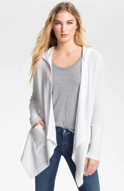 Shop Splendid Draped Thermal Hoodie In White