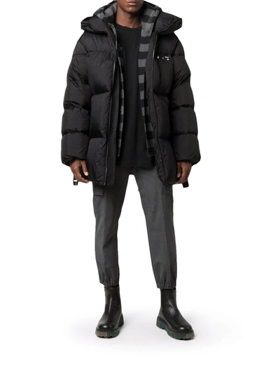 Shop Off-white Hands Off Down Jacket With Belt In Black
