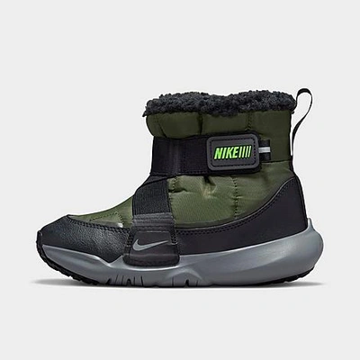 Shop Nike Little Kids' Flex Advance Winter Boots In Cargo Khaki/black/off Noir/green Strike