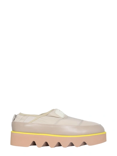 Msgm Platform Logo Patch Sneakers In Beige