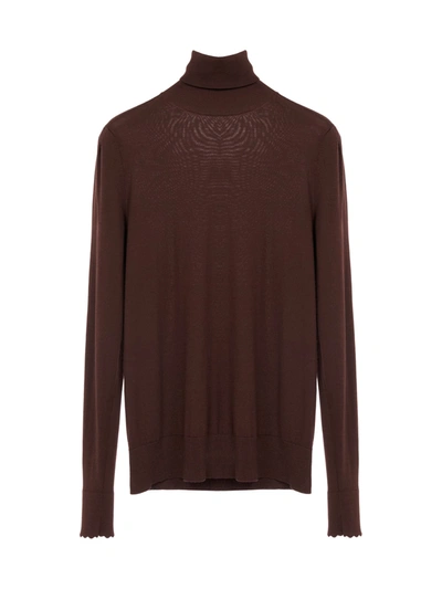 Shop Chloé Turtleneck Sweater In Z Chocolate Brown