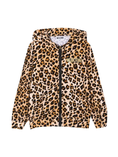 Shop Moschino Jersey Sweatshirt With Leopard Print In Leopardato