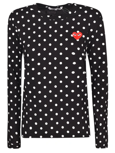 Shop Comme Des Garçons Play Polka Dot Heart Patched Sweatshirt