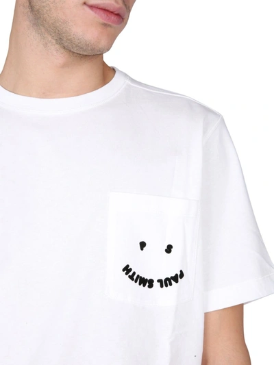 Shop Ps By Paul Smith "happy" T-shirt With Pocket In White
