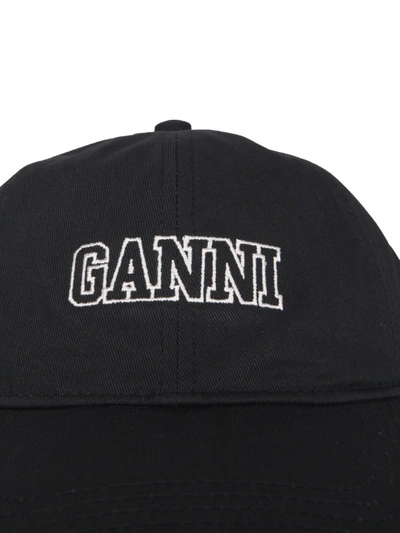 Shop Ganni Baseball Cap In Black
