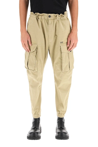 Shop Dsquared2 Elastic Cargo Trousers In Beige