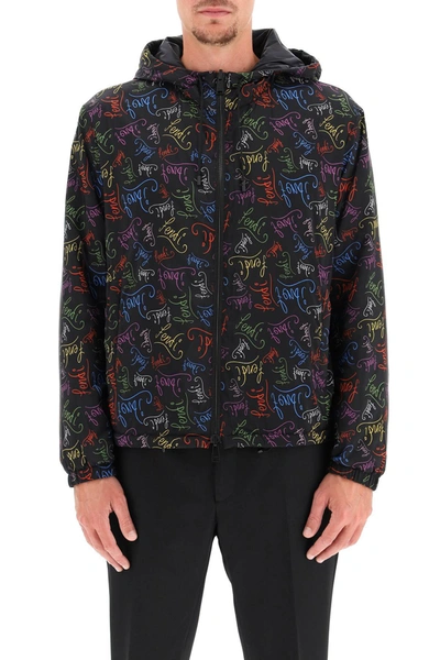 Shop Fendi Reversible Windbreaker Jacket In Printed Nylon In Mixed Colours