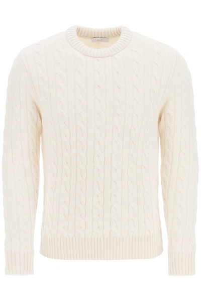 Shop Gm77 Cable Knit Lambswool Sweater In White