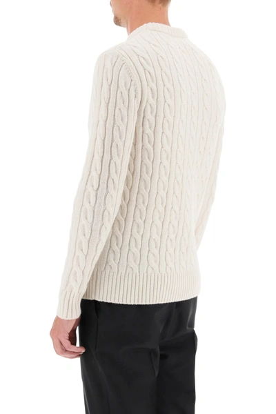 Shop Gm77 Cable Knit Lambswool Sweater In White