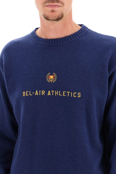 Shop Bel-air Athletics Academy Crest Sweater In Blue,gold
