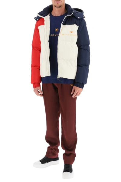 Shop Bel-air Athletics Academy Crest Color-block Puffer Jacket In White,red,blue
