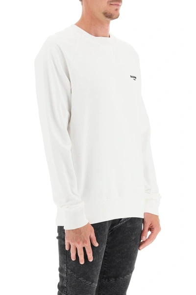 Shop Balmain Mini Logo Sweatshirt In White,black