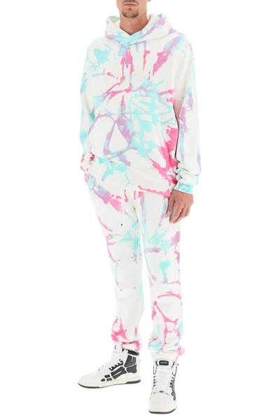 Shop Amiri Tie-dye Core Logo Joggers In White,fuchsia,green