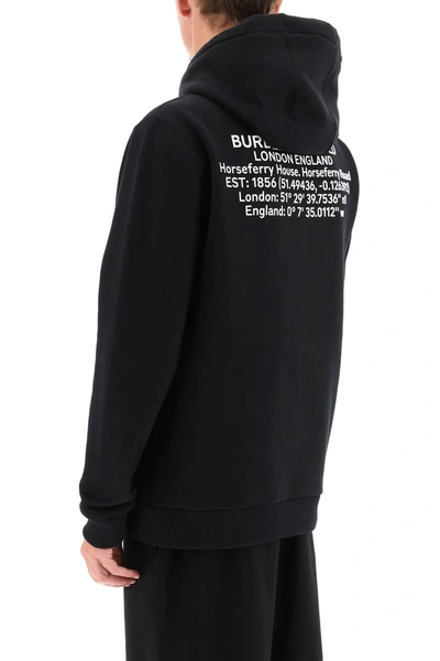 Shop Burberry Hooded Sweatshirt With Coordinates Print In Black,white