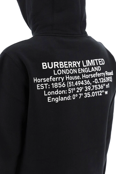 Shop Burberry Hooded Sweatshirt With Coordinates Print In Black,white