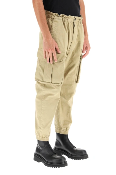 Shop Dsquared2 Elastic Cargo Trousers In Beige