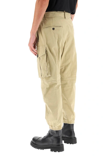 Shop Dsquared2 Elastic Cargo Trousers In Beige