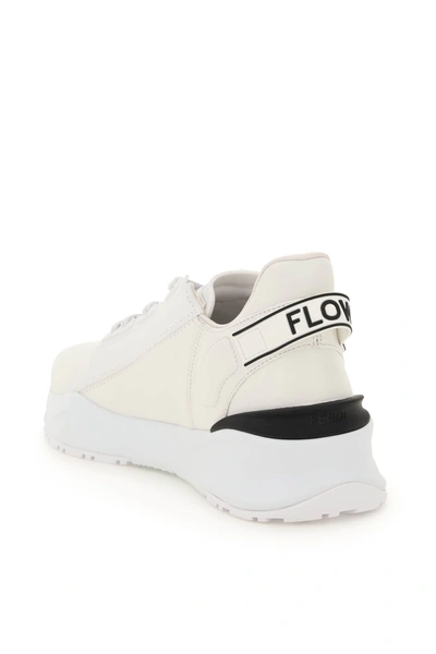 Shop Fendi Flow Leather Sneakers In White