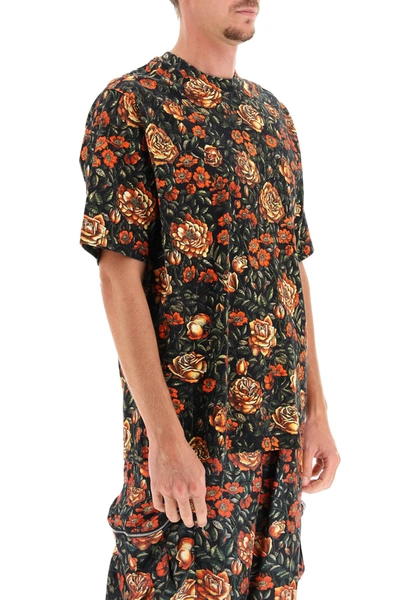 Shop Kenzo Floral Print T-shirt In Black,orange,green