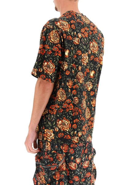 Shop Kenzo Floral Print T-shirt In Black,orange,green