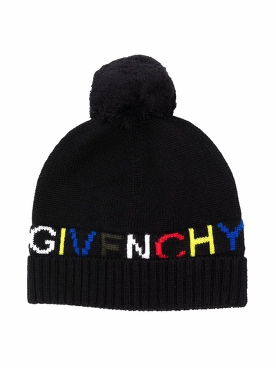Shop Givenchy Intarsia-knit Logo Knitted Beanie In Black