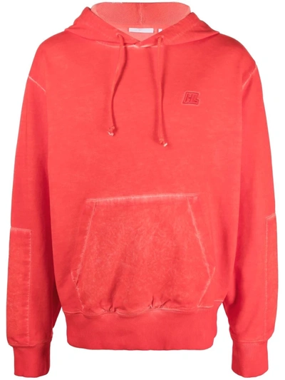 Shop Helmut Lang Embroidered-logo Hoodie In Red