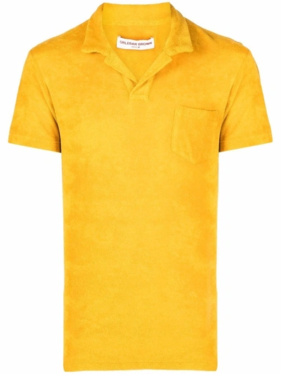 Shop Orlebar Brown Terry Towelling Polo Shirt In Yellow