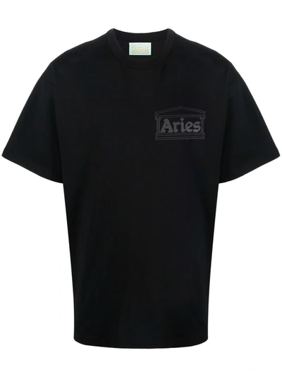 Shop Aries Temple-print Cotton T-shirt In Black