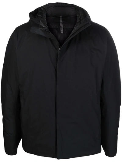 Shop Veilance Zip-up Hooded Padded Jacket In Black