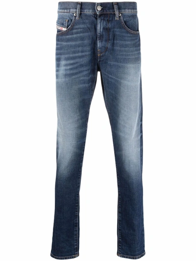 Shop Diesel Slim-cut Straight-leg Jeans In Blue