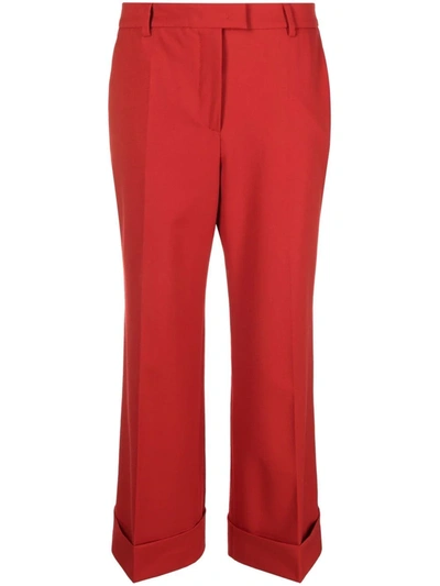 Shop Alberto Biani Tailored Cropped Trousers In Red