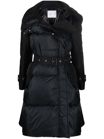 Shop Sacai Padded Trench Coat In Black