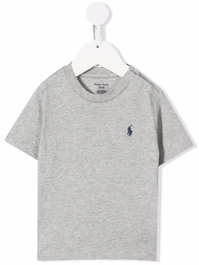 Shop Ralph Lauren Polo Pony-embroidered T-shirt In Grey