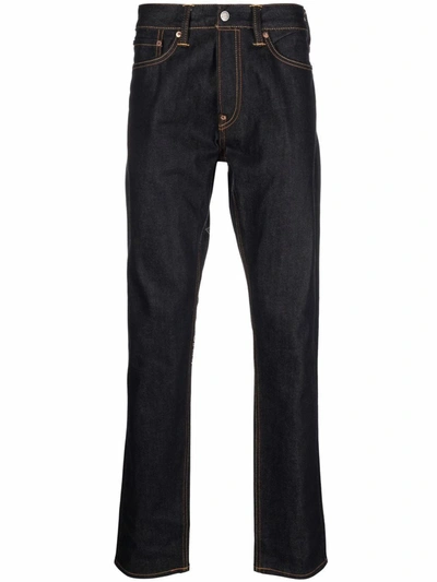 Shop Evisu Geometric Embroidered Slim-fit Jeans In Blue