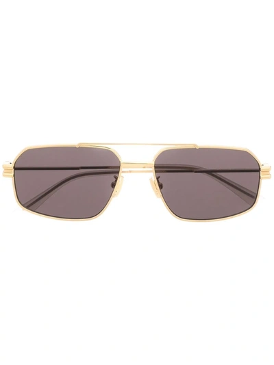 Shop Bottega Veneta Pilot-frame Sunglasses In Gold