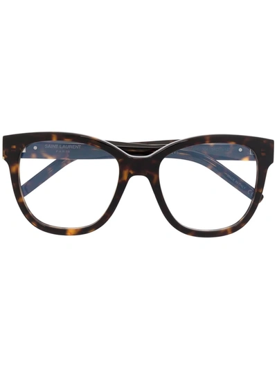 Saint Laurent Tortoiseshell-effect Oversize-frame Glasses In Brown