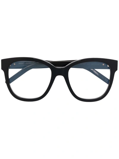Saint Laurent Polished-effect Oversize-frame Glasses In Black