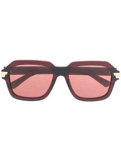 Shop Bottega Veneta Logo-arm Detail Sunglasses In Red