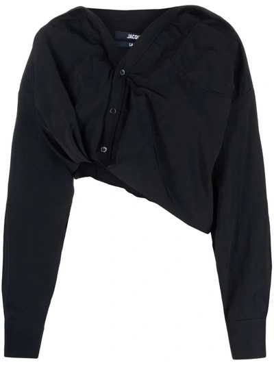 Shop Jacquemus Mejean Asymmetric Shirt In Black
