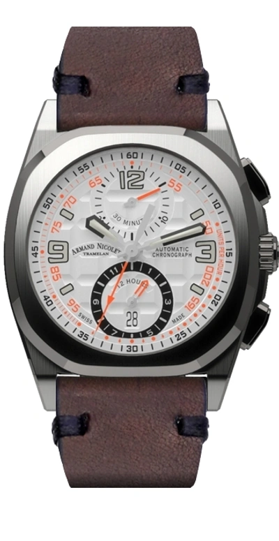 Shop Armand Nicolet Chronograph Automatic Watch A668haa-ao-pk4140tm In Brown / Silver