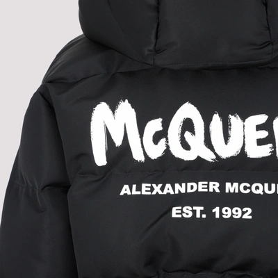 Shop Alexander Mcqueen Graffiti Logo Down Jacket Wintercoat In Black