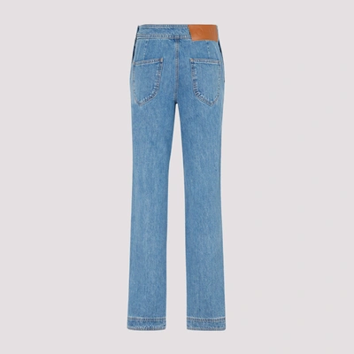 Shop Loewe Button Denim Pants Jeans In Blue