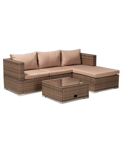 Shop Baxton Studio Addison Modern And Contemporary Upholstered 3 Piece Woven Rattan Outdoor Patio Set With Adjustable R